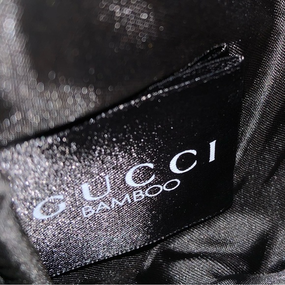 GUCCI Black Velvet GWP Zipper Pouch. Silver Zipper with Bamboo design on Pull. - Picture 2 of 11